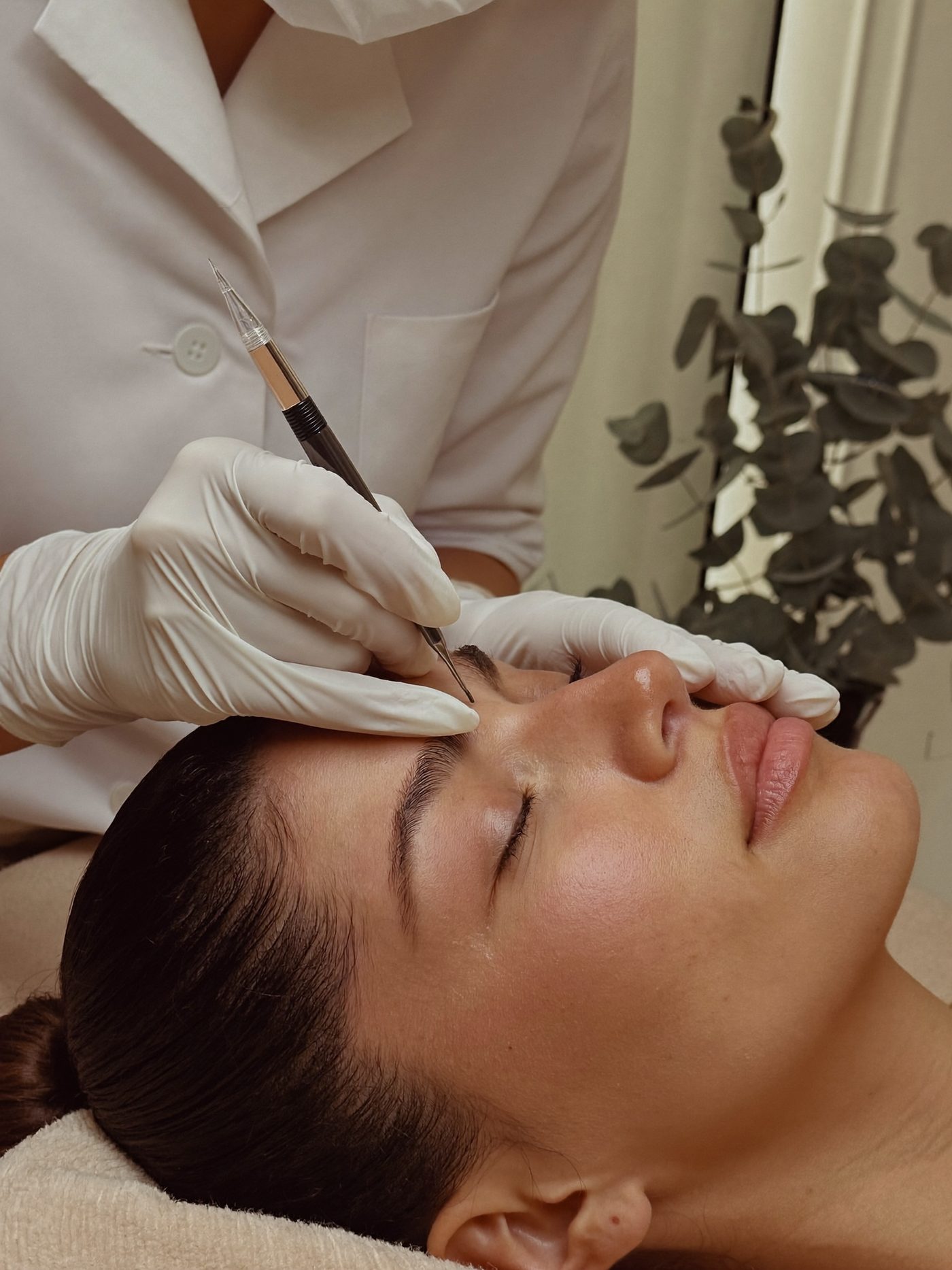 Microblading fine hair strokes at Aileen's Beauty Campbell CA